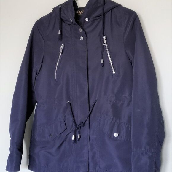 Bella Donna Moda Italiana Lightweight Jacket Hooded Utility S Navy Blue - Picture 1 of 9